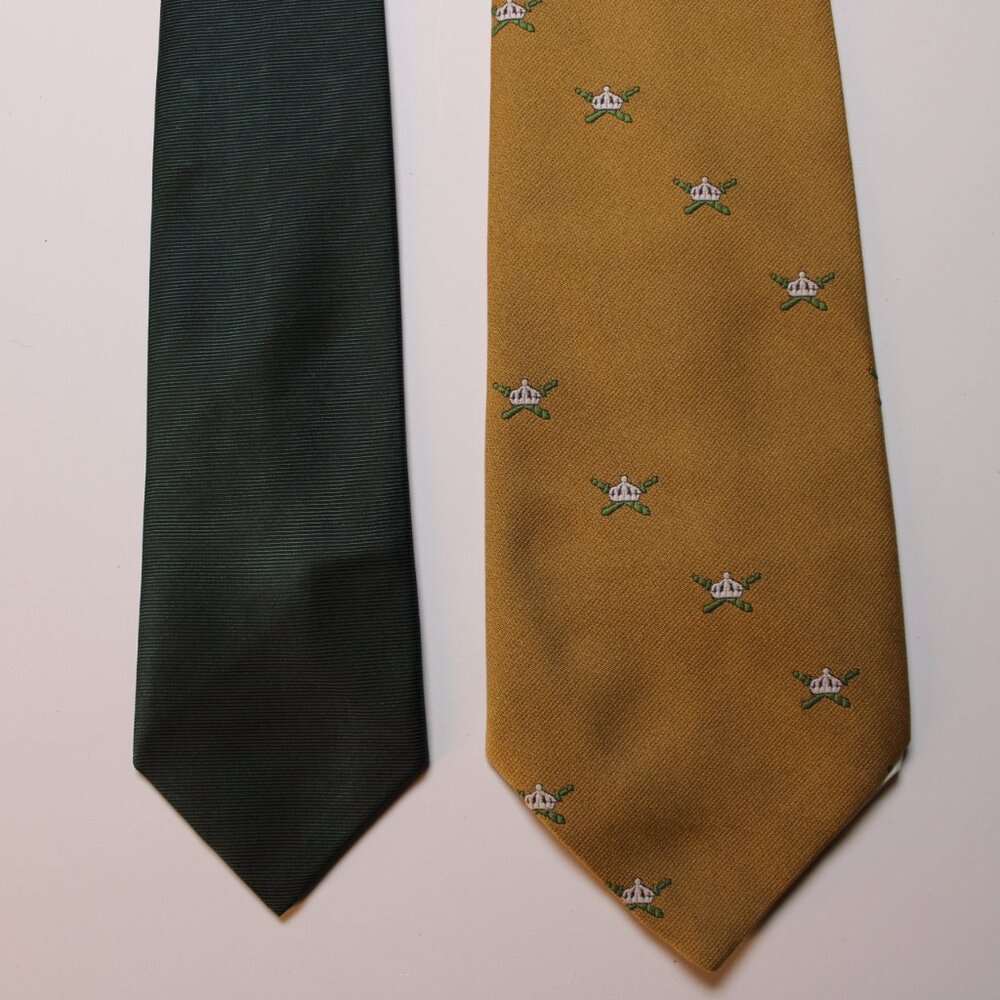 Lot of 2 Wembley Vintage Mens Ties Classic Retro Style Silk Blend Green & Gold